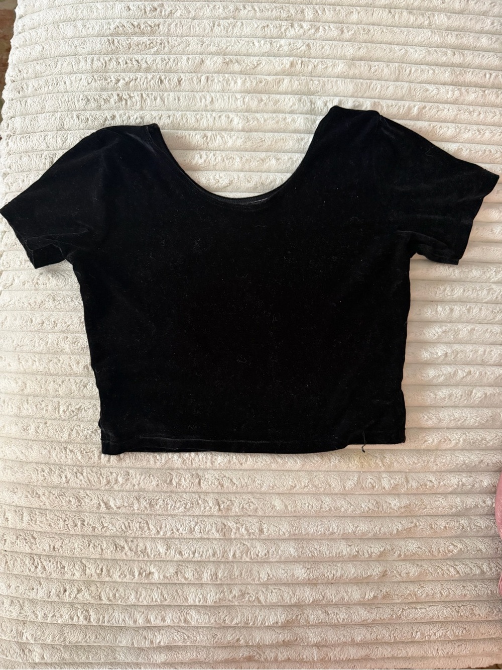American Apparel Black Crop Top Velvet look Size Large